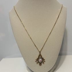 Monet gold tone chain necklace with pendant