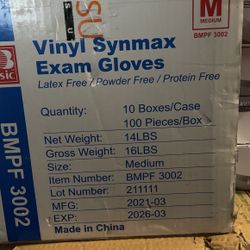 VINYL SYNMAX EXAM GLOVES SIXE MEDIUM 