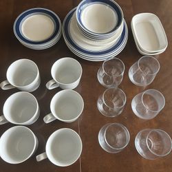 IKEA And Main Stay Dishes Set, Plates, Coffee Cups, Wine Cups