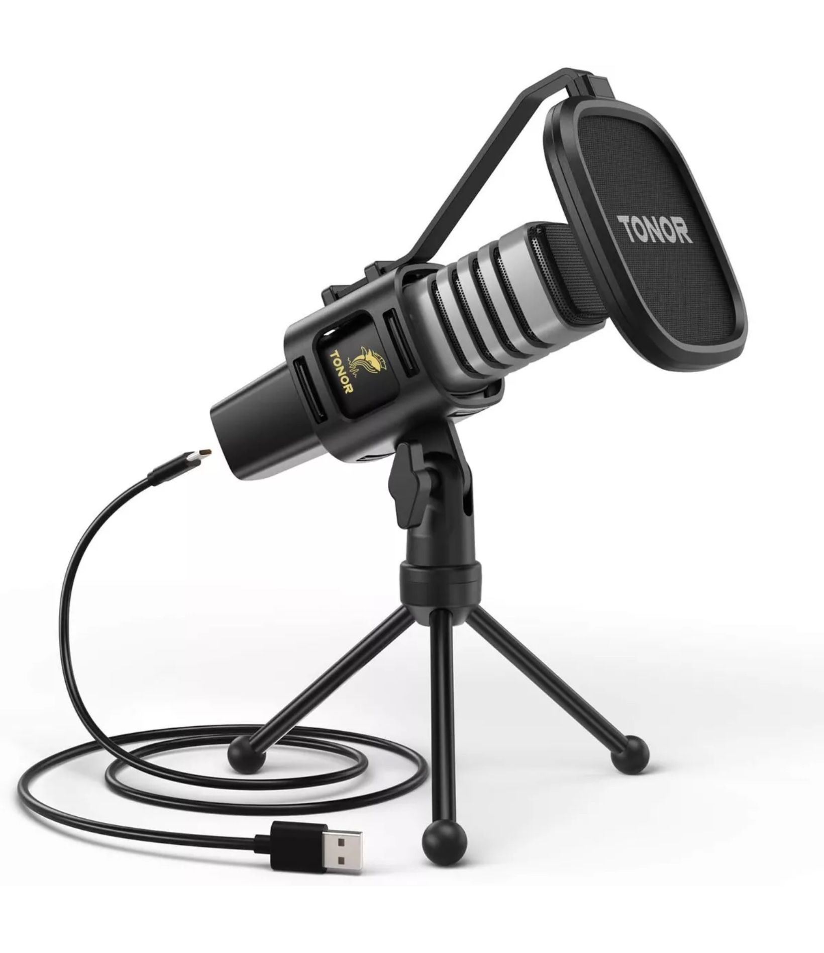 TONOR USB Microphone for PC with Tripod Stand, Pop Filter, Shock Mount, TC30