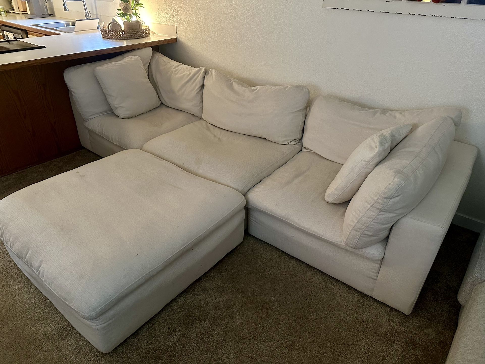 Cream Couch & Ottoman
