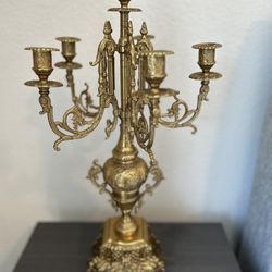 BREVETTATO Antique/Vintage Brass 6 Arms Baroque Style Candelabra Set.