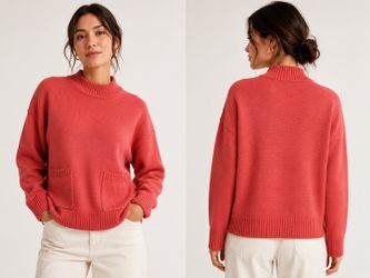 J.Crew Coral Mock Neck Knit Sweater Size L