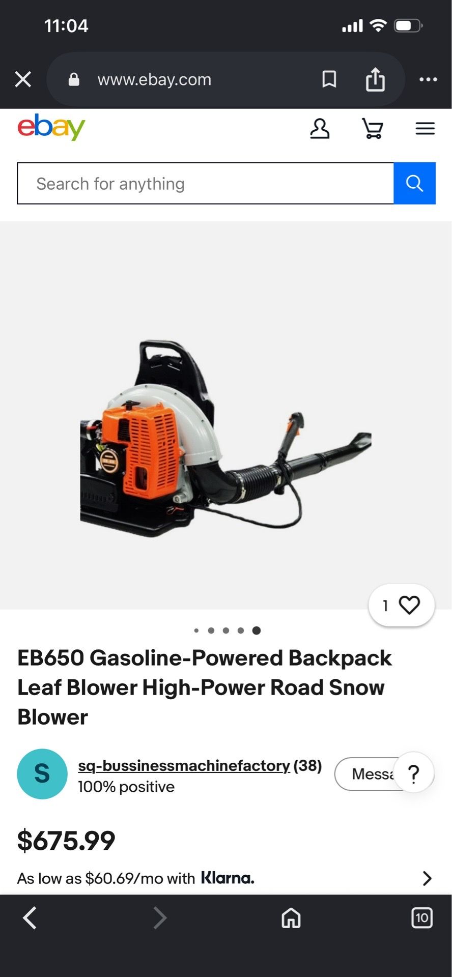EB650 Gasoline-Powered Backpack Leaf Blower High-Power Road Snow Blower