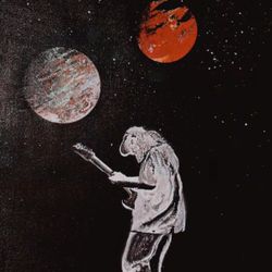 Guitars In Space 11x14 Canvas Spray Paint 