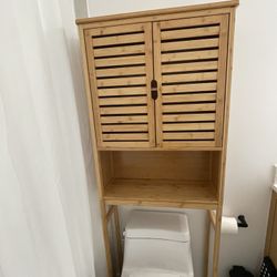 Bamboo Bathroom Over-the-Toilet Storage with Removable Shelf and Doors