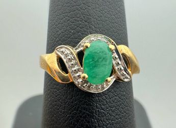 Jewelry 10k solid yellow gold malachite 0.5CTW ring sz 7.00