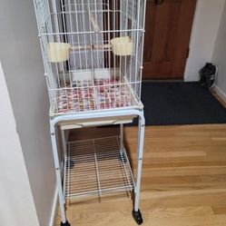 BIRD CAGE WITH STAND ON WHEELS