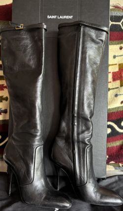 Saint Laurent Leather High Boots Vitellino Corvara 36 Made In Italy