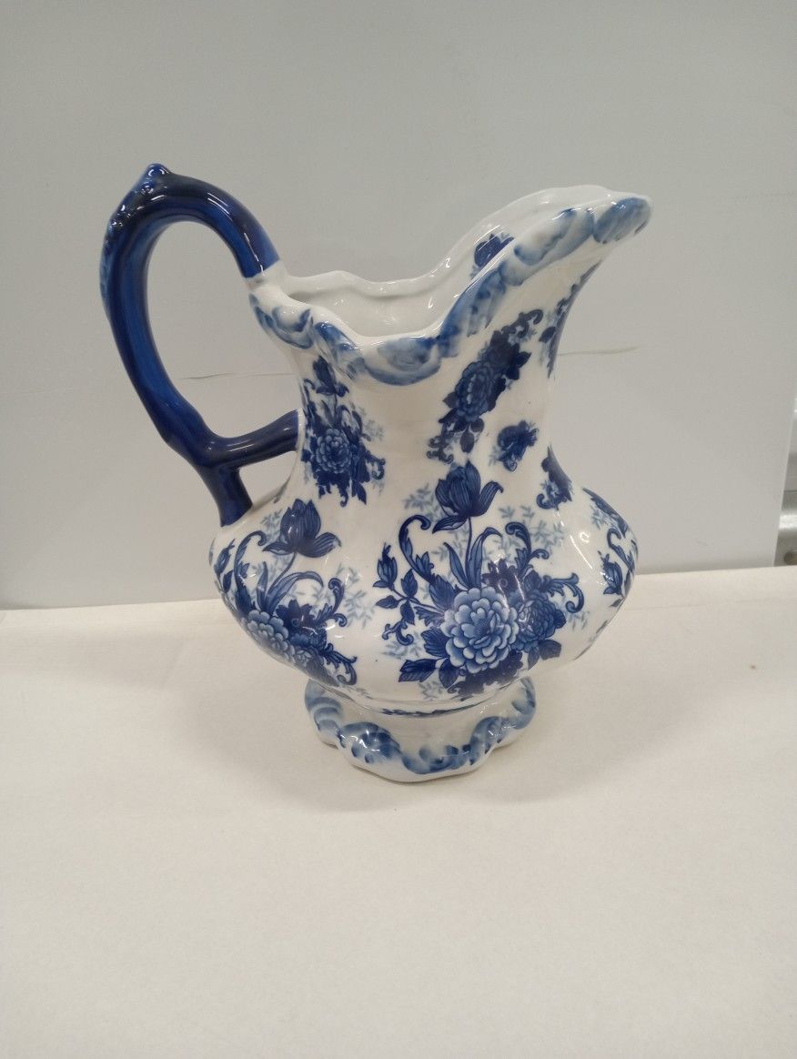 Floral Blue Pitcher