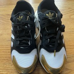 New Adidas TRESC Run BOOST Running Shoes Gold Black White EG5661 Men's Size 8