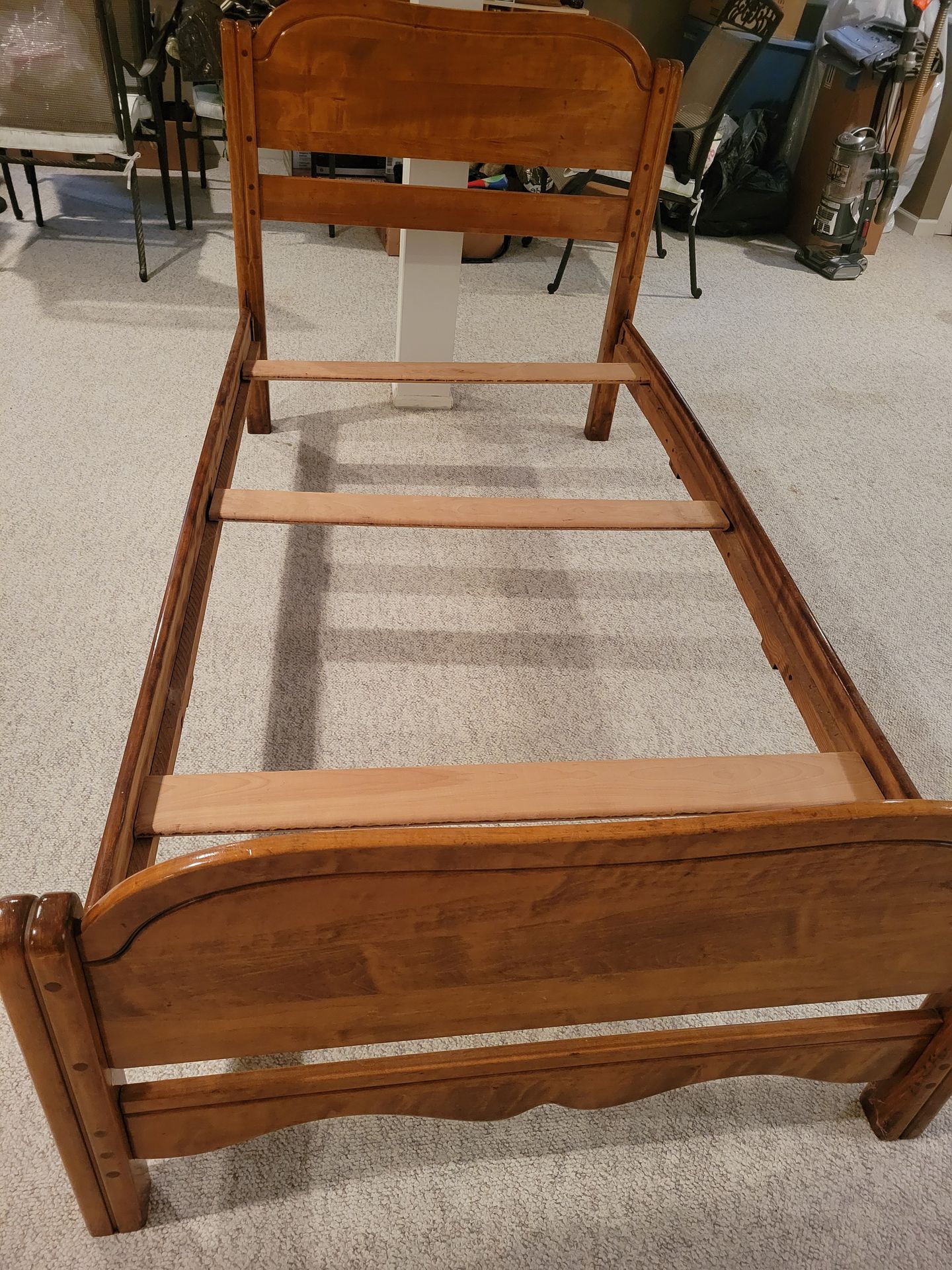 Vintage walnut twin bed frame,headboard footboard