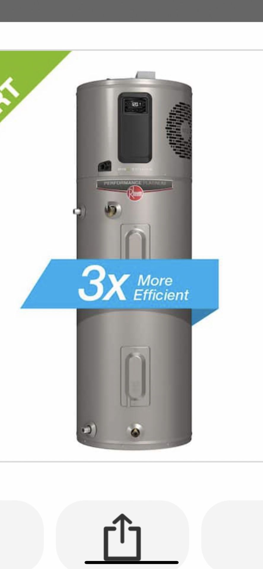 Rheem Performance Platinum 80 Gal. 10- Year Hybrid High Efficiency Tank Electric  Heat Pump Water Heater for Sale in Austell, GA - OfferUp