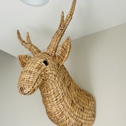 Wicker Rattan Deer Head Wall Mount / Wall Art