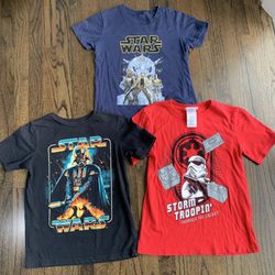 Lot 3 Boys STAR WARS Darth Vader Storm Trooper Navy Black Red T Shirts Size 6/7