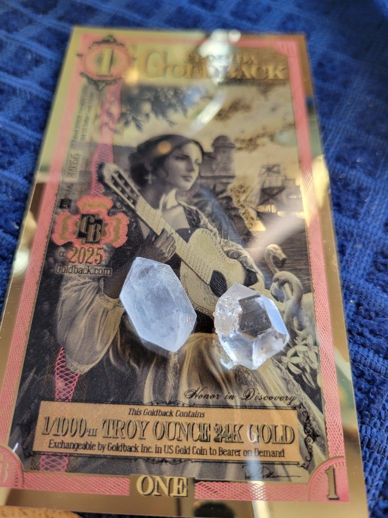 Florida 2025 Goldback And 2 Herkimer Diamonds Investment Bundle. Real 24k Gold