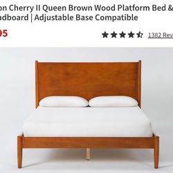 Alton Cherry II Queen Brown Wood Platform Bed & Headboard