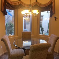 4 Fabric Covered Dining Chairs 