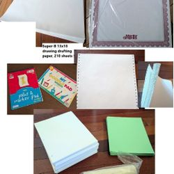 ($1-$5 each) dot matrix continuous feed printer paper, super-b large drafting/drawing, vellum, cardstock, A4 letter, doodle sketch, kraft,Hole Punched