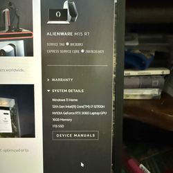 Alienware M15 R7 Gaming Laptop – i7-12700H, RTX 3060, 16GB RAM, 1TB SSD