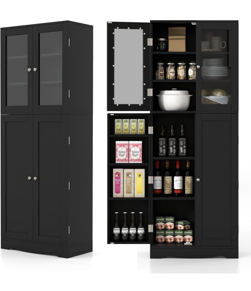 New Assembled Pantry Organizers and Storage, Freestanding Tall Storage Cabinet for Kitchen Bathroom Living Room