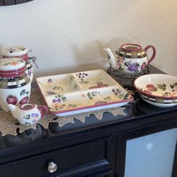 Tea Pot Strawberry Plaid Set