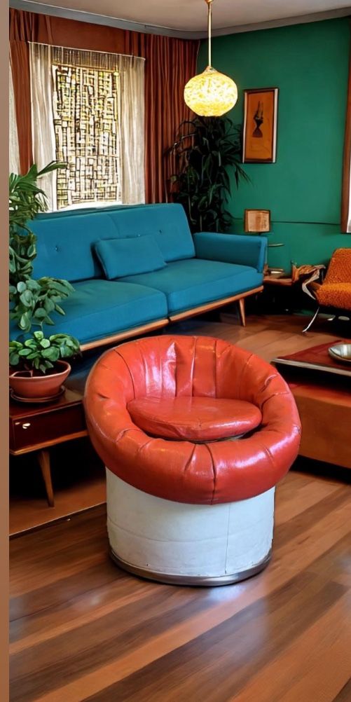 Vintage Mid-Century Modern Red Space Age Chair Raphael Raffel Style