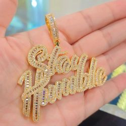 14K Yellow Gold Finish Stay Humble pendant with rope chain 