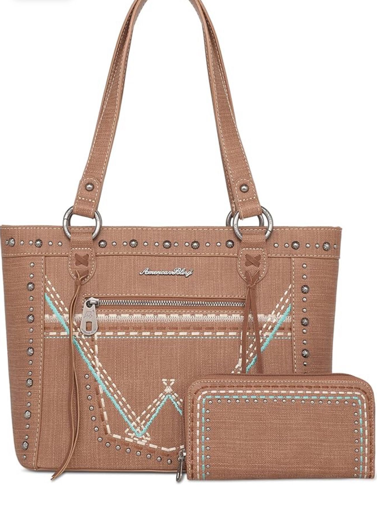 American Bling Shoulder Bags for Women Top-Handle Purse and Handbag 2 PCS Set