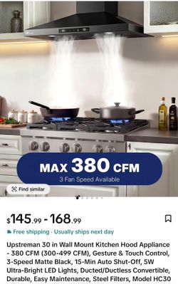 Upstreman 30-Inch Wall Mount Range Hood