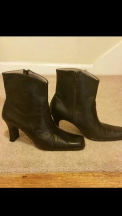 Black Leather Heel Boots 36/US SZ 6