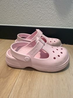 Girls Pink Mary Jane Crocs Size 12