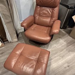 Leather Reclining Chair And Ottoman 