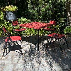 1950s Samsonite Folding Table And Chairs Brass Feet