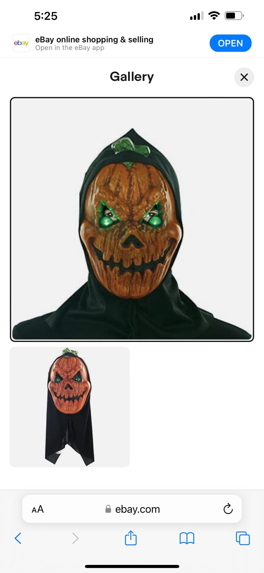 Evil Eyes Light Up Pumpkin Horror Mask Halloween Costume Full Coverage