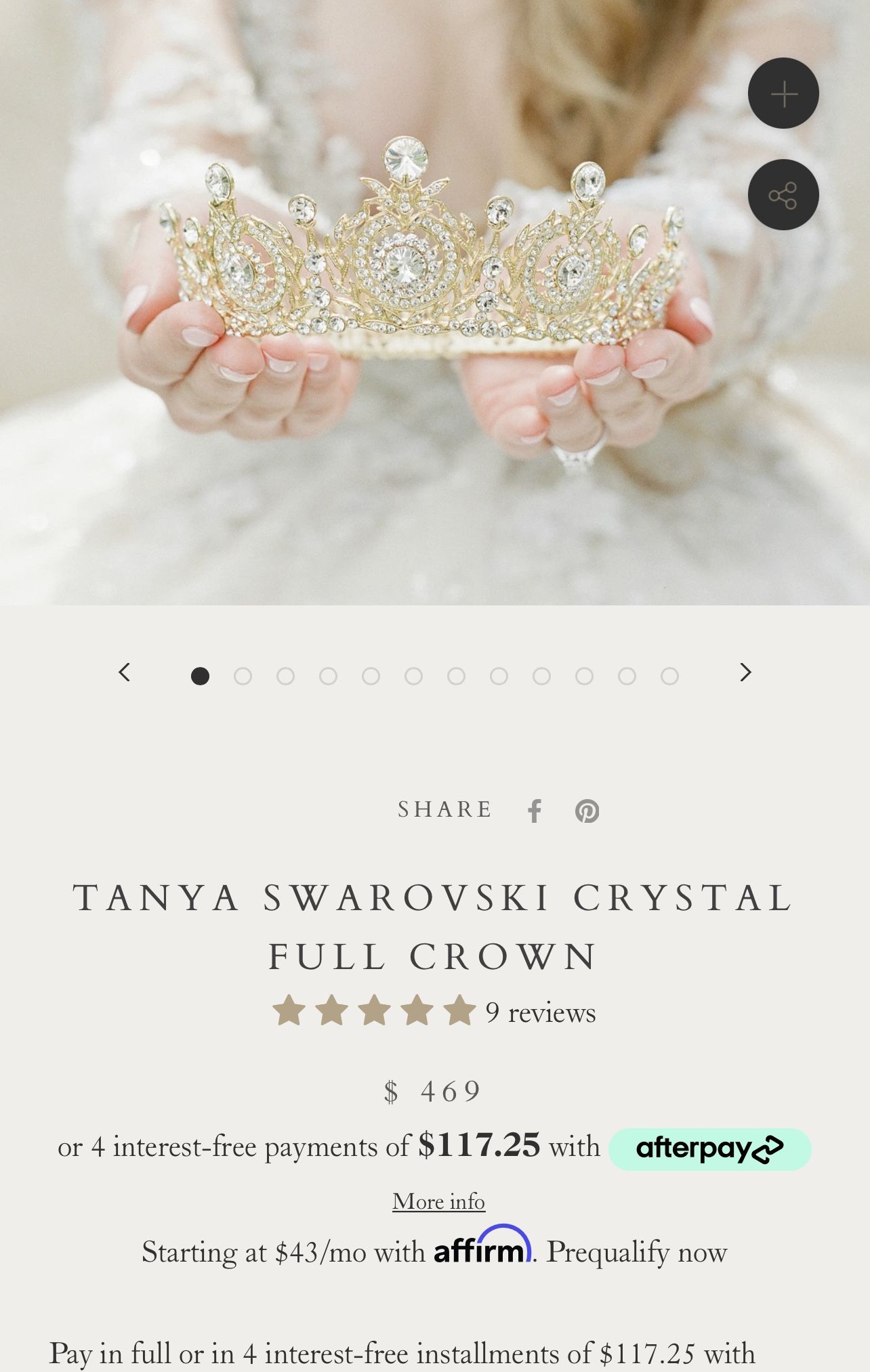 BRILLIANT!!! AUTHENTIC!!! HEAD PIECE BY TANYA SWAROVSKI CRYSTAL FULL CROWN FOR WEDDING OR SWEET 16 HEAD JEWERY