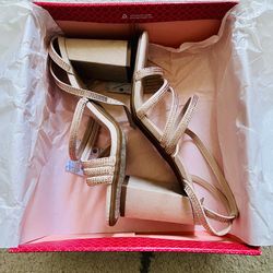 kelly & katie cadene light peach rhinestone sandal heels size 8.5