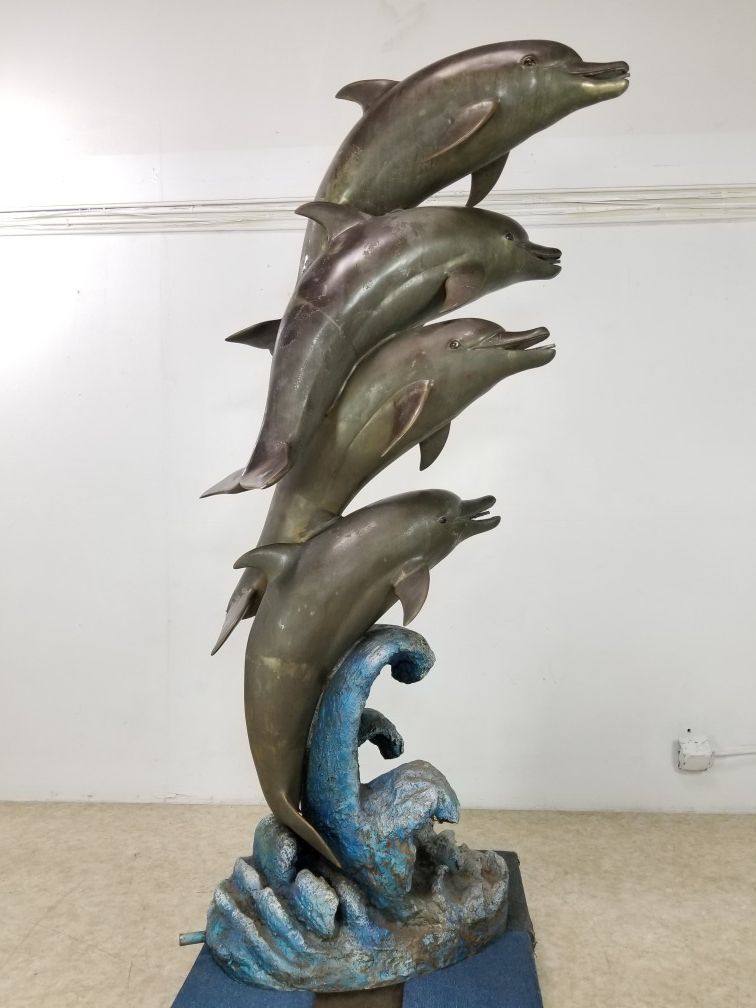 monumental bronze Dolphins water fountain