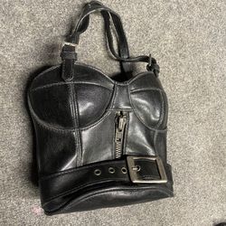Vintage Leather Tank Top Shaped Bag 