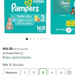 Pampers Size 3  168 Count