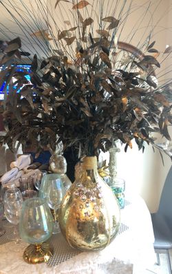 Golden ornate antique glass w/ filler