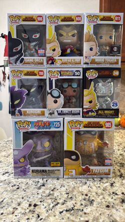 Funko Pop Collectables- My Hero Academias, Naruto And Back To The Future
