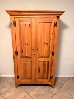 Solid Pine Wood Armoire Wardrobe Cabinet