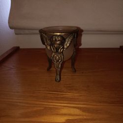 Angel Candle Holder Brass And Frosted Glass