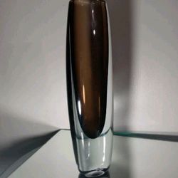 MID CENTURY - SIGNED STRÖMBERGSHYTTAN - SWEDEN CRYSTAL VASE 13.5*×4"