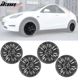 Fits 2020-2024 Tesla Y 19'' Uberturbine Wheel Cover Hubcaps Rim Trim Matte Black 4PCS