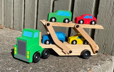 Melissa & Doug Car Carrier Truck & Cars Wooden Toy Set