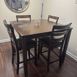 High Wood Table 4 Chairs