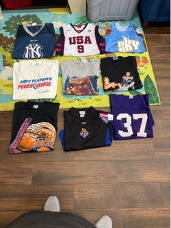Lot of vintage jerseys and hats