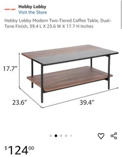 Modern Two-Tiered Coffee Table, Dual-Tone Finish, 39.4 L X 23.6 W X 17.7 H Inches